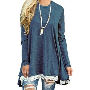 WEKILI Women's Tops Long Sleeve Lace